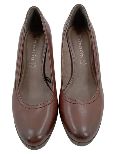 Tamaris Damen Pumps Leder Braun Gr. 40 Klassisch Elegant Absatzschuhe