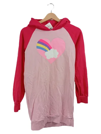 Famy Kapuzenpullover Mädchen Herz Regenbogen Rosa Gr. 158