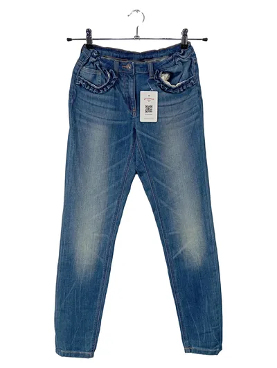 Tchibo TCM Mädchen Mom Jeans Gr. 158/164 Blau Rüschen Denim