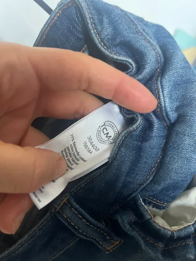 Tchibo TCM Mädchen Mom Jeans Gr. 158/164 Blau Rüschen Denim