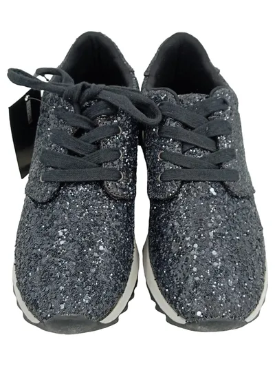 Alesya Damen Sneaker Low Schwarz Gr. 36 Glitzer Casual Freizeit Schuhe
