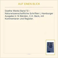 Goethe Werke Band 13 Naturwissenschaftliche Schriften I Hamburger Ausgabe 2