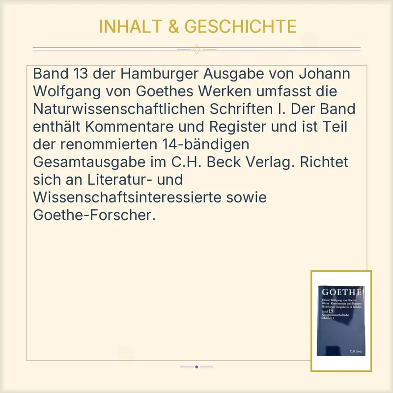 Goethe Werke Band 13 Naturwissenschaftliche Schriften I Hamburger Ausgabe 3