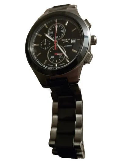 BOCCIA TITANIUM Herrenuhr Keramik Chronograph Schwarz Sportlich