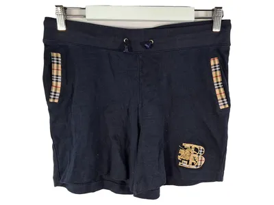 Burberry Shorts Herren XL Navy Blau Karo Stickerei Sweat Short