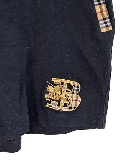 Burberry Shorts Herren XL Navy Blau Karo Stickerei Sweat Short