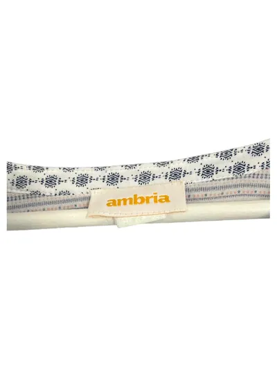 Ambria Damen Pullover V-Ausschnitt Ethno Muster Weiß Gr. 42