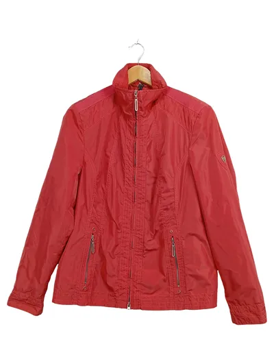 Barbara Lebek Damen Leichte Jacke Rot Gr. 42 XL Casual Reißverschluss
