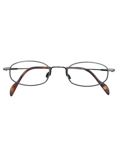Eschenbach Brillengestell Herren Metall oval grau Schildpatt-Bügel
