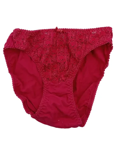After Eden Damen Slip mit Spitze Rot Gr. S Baumwolle Elasthan