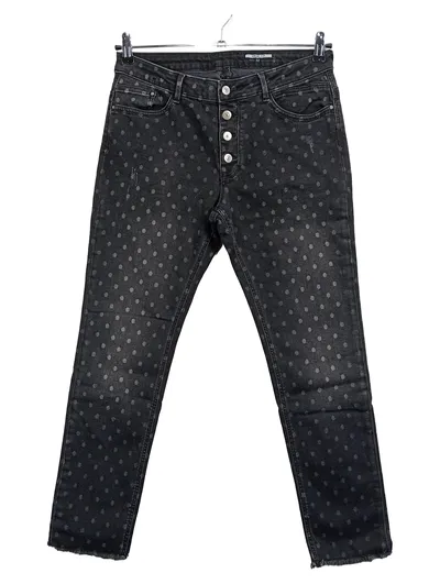 EDCO Damen Jeans Skinny Fit Schwarz Gepunktet Gr. 32 W32