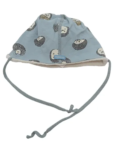 Maximo Baby Mütze Igel Motiv Hellblau Bindeband Fleece gefüttert