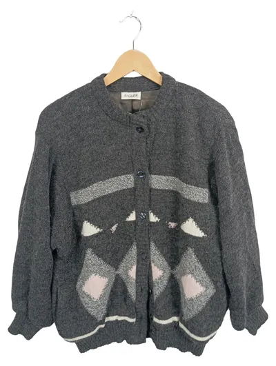 BASLER Strickjacke Damen Gr. 40 Grau Retro Wolle Alpaka Mohair Angora