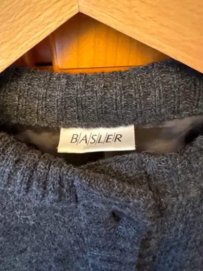BASLER Strickjacke Damen Gr. 40 Grau Retro Wolle Alpaka Mohair Angora