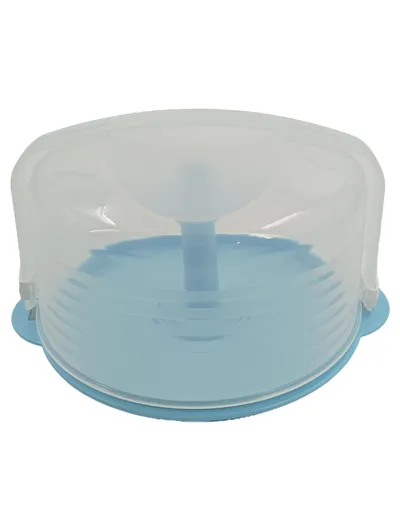Tupperware Kuchentransportbox Tortenbehälter mit Griff Blau Kunststoff