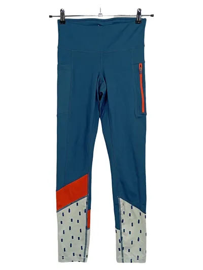 Tchibo Damen Sport Leggings Gr. S Petrol Orange Taschen Reißverschluss