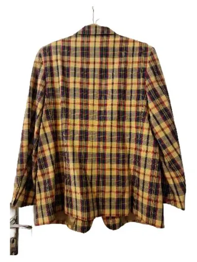 DAKS Herren Sakko Jacke Kariert Gelb Gr. 44 XS Vintage Baumwolle
