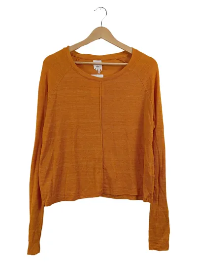 Monki Damen Langarmshirt Cropped Pullover Orange Gr. L