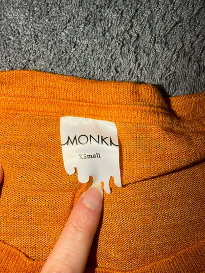 Monki Damen Langarmshirt Cropped Pullover Orange Gr. L