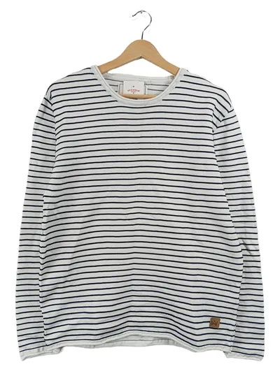 Kronstadt Herren Langarm Shirt Gestreift Weiß Blau Maritim Gr. L