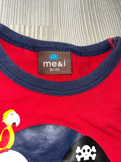 me&i Kinder T-Shirt Piraten Motiv Rot Gr. 98-104 Kurzarm