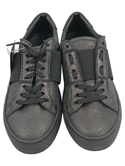 Alesya Damen Sneaker Low Schwarz Gr. 36 Leder Metallic-Look