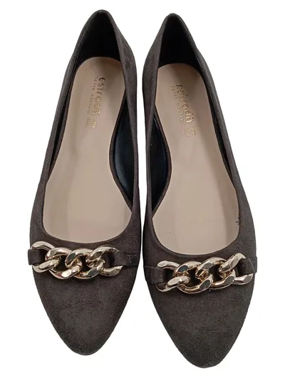 ESTRADA Ballerinas Damen Schuhe Grau Gr. 39 Elegant Wildleder Slip-On