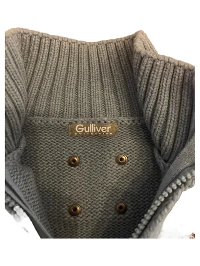 Gulliver Kinder Strickjacke Gr. 98 Blau Baumwolle Reißverschluss Aufnäher