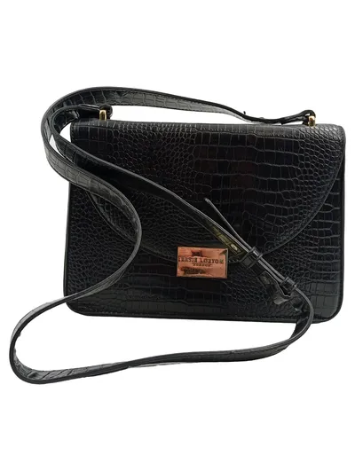 Katie Loxton Damen Umhängetasche Schwarz Kroko-Optik Crossbody Bag
