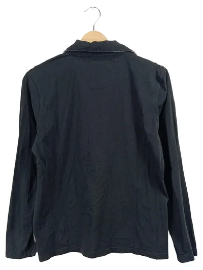 Hajo Damen Langarmshirt Gr. 40 L Schwarz Applikationen Knopfleiste Casual