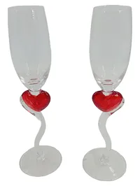 CEPEWA Sektgläser Herz 2er Set 200ml Glas Transparent Hochzeit 1