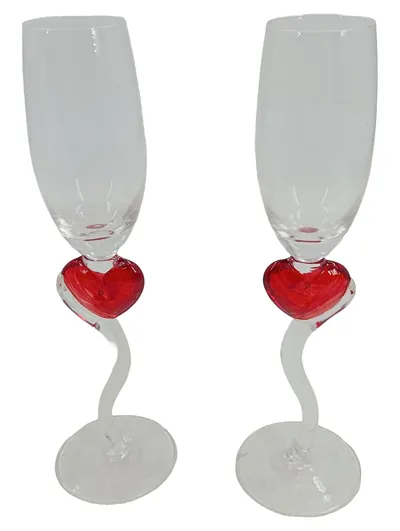 CEPEWA Sektgläser Herz 2er Set 200ml Glas Transparent Hochzeit