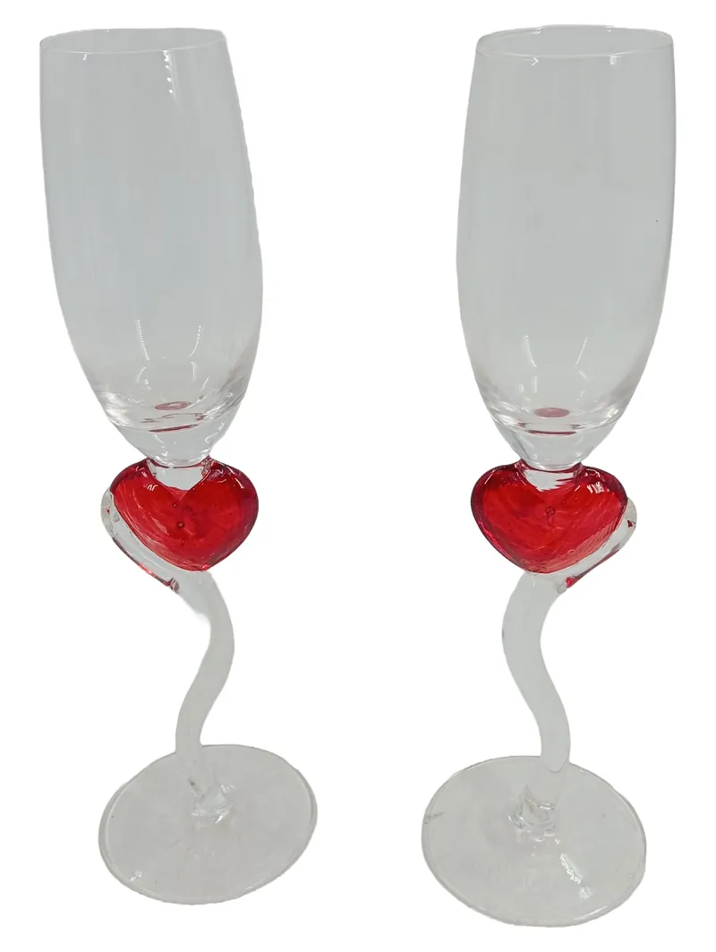 CEPEWA Sektgläser Herz 2er Set 200ml Glas Transparent Hochzeit 1