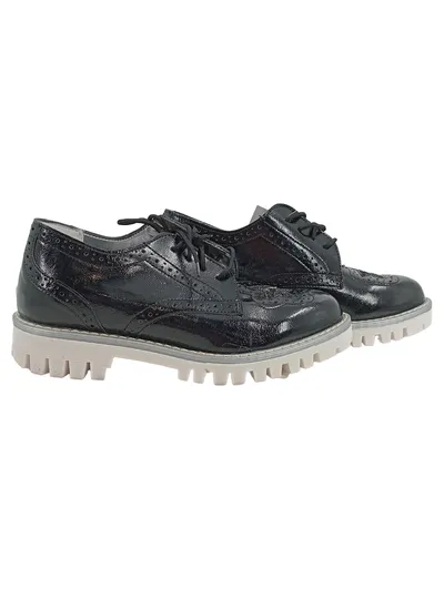 Alesya Damen Schnürschuhe Plateau Schwarz Gr. 38 Brogues Glitzer