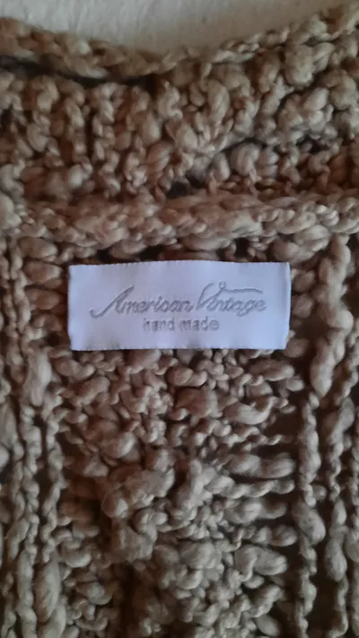 American Vintage Strickweste Damen Beige Gr. L Zopfstrickmuster Vintage