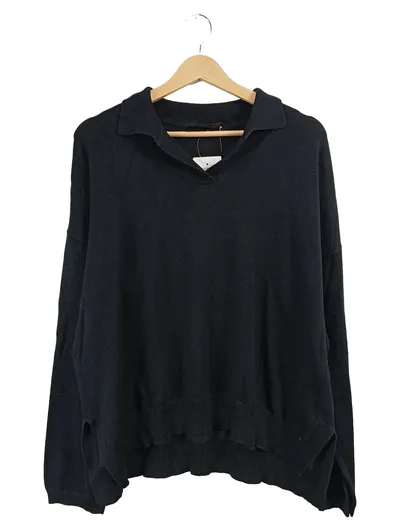 Kapalua Damen Pullover Gr. 44 XXL Schwarz Kragen V-Ausschnitt Basic