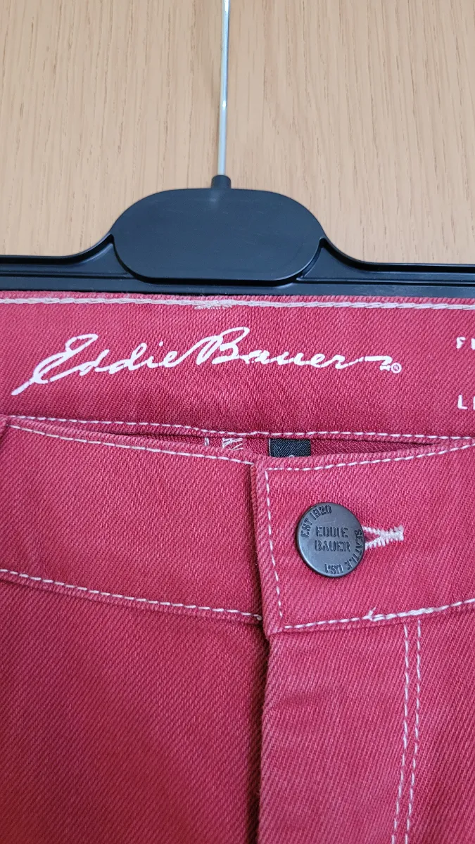 Eddie Bauer Damen Jeans Regular Fit Rot Gr. 42 W33 Stretch 5