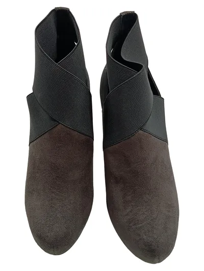 Estrada Damen Stiefelette Wildleder Braun 11cm Absatz Cut-Outs Slip-On Gr. 37