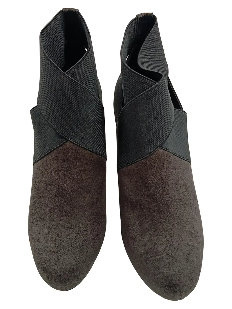 Estrada Damen Stiefelette Wildleder Braun 11cm Absatz Cut-Outs Slip-On Gr. 37 2