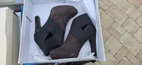 Estrada Damen Stiefelette Wildleder Braun 11cm Absatz Cut-Outs Slip-On Gr. 37 5