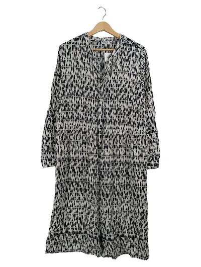 SOCCX Damen Blusenkleid Hemdblusenkleid Schwarz Abstrakt Gr. 44 XXL