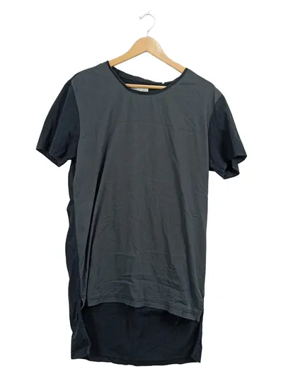 minimum Damen T-Shirt Schwarz Gr. 40 L Reißverschluss-Detail Asymmetrisch