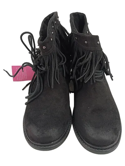 You Young Coveri Damen Stiefeletten Schwarz Fransen Nieten Leder Gr. 39