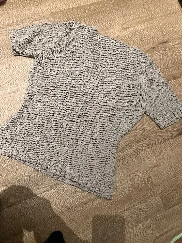 Laura Stein Damen Strickpullover Kurzarm V-Ausschnitt Beige Gr. M 40