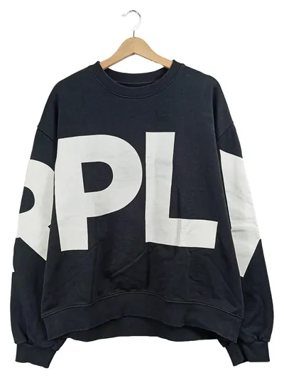 Replay Sweatshirt Herren XL Schwarz Logo-Print Streetwear Pullover