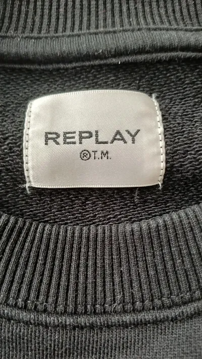 Replay Sweatshirt Herren XL Schwarz Logo-Print Streetwear Pullover