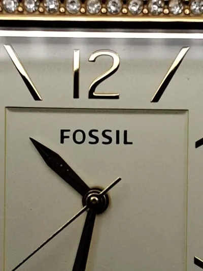Fossil Damenuhr Armbanduhr Rechteckig Leder Braun Strasssteine Elegant
