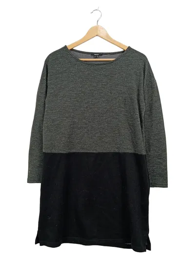 Mexx Damen Kleid Longpullover Grau Schwarz Colorblock Gr. M