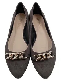ESTRADA Damen Ballerinas Grau Wildleder-Optik Kettendetail Gr. 39 Elegant 2