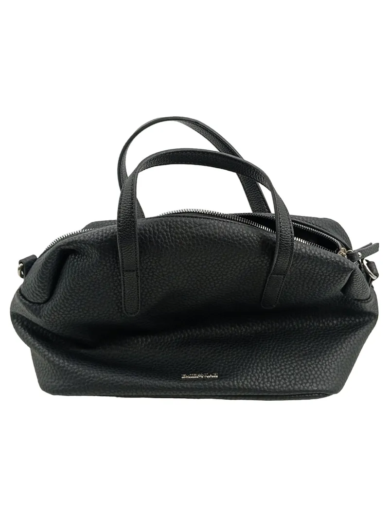Emily & Noah Handtasche Damen Schwarz Leder Henkeltasche Bowlingtasche 1